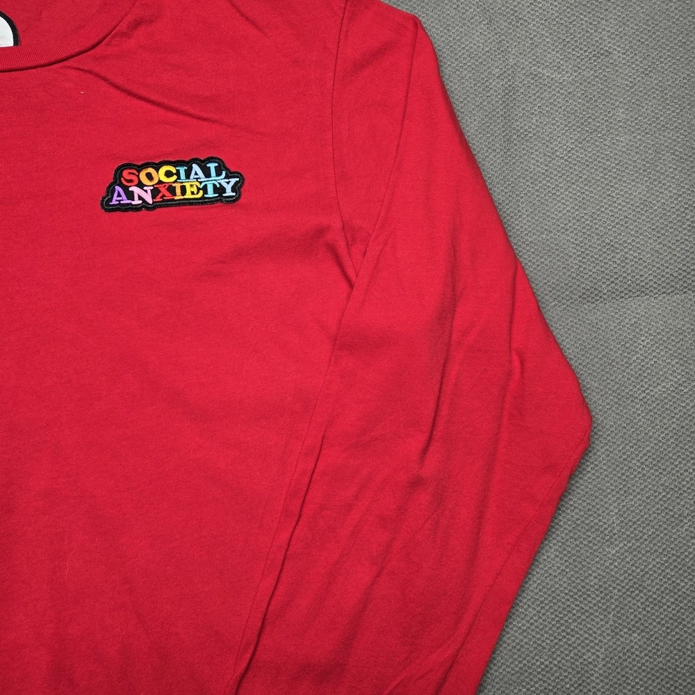 Supreme Shirt Mens XL Red Long Sleeve Social‎ Anxiety Embroidered Logo Tee - Picture 5 of 16